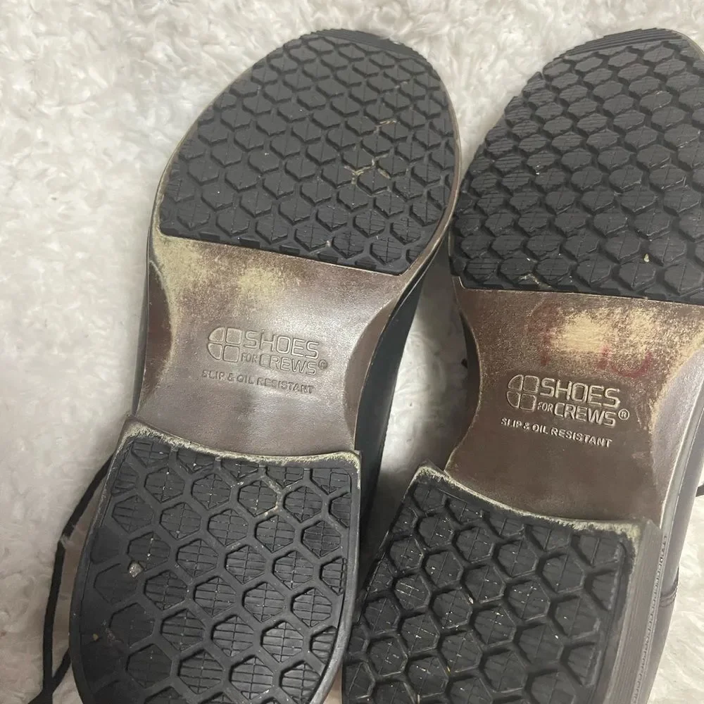 Shoes for Crews slip & oil resistant leather black Men’s shoes.SZ12M